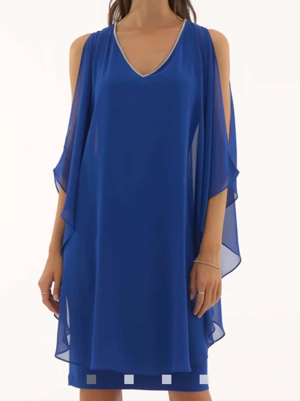 NWT 🇨🇦 Joseph Ribkoff Chiffon Layered Dress with Rhinestones